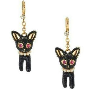 Betsey Johnson black cat dangle earrings